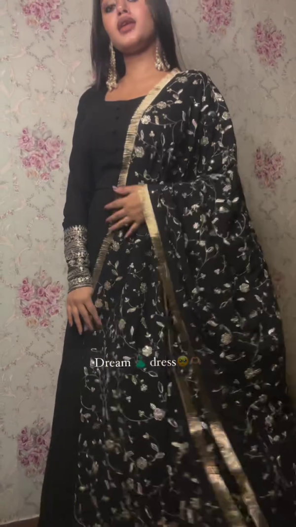 Gorgeous Black Heavy Faux Georgette With Fully Flair Salwar Suit - Image 2