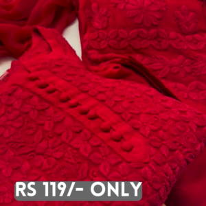 Red Floral Embroidered Three-Piece Suit