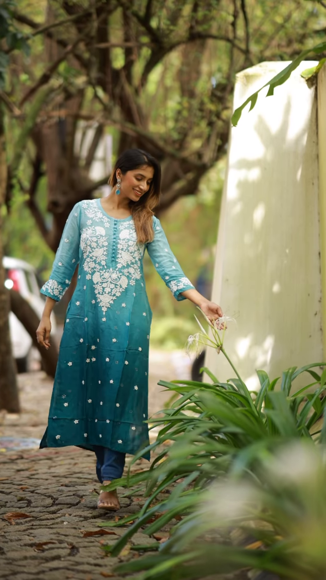 Aqua Blue Chikankari Kurta