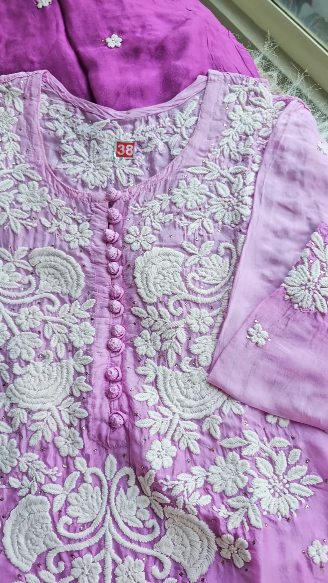 Aqua Blue Chikankari Kurta - Image 2