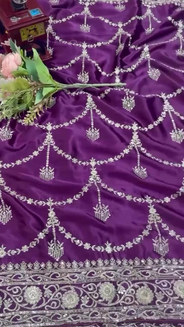 Royal Purple Embroidered Anarkali Suit - Image 2