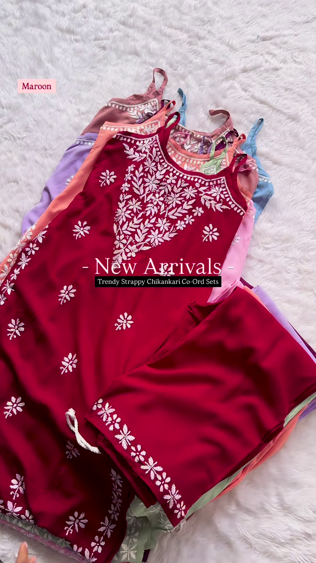 Maroon Strappy Chikankari Co-Ord Set – Elegant & Trendy - Image 5