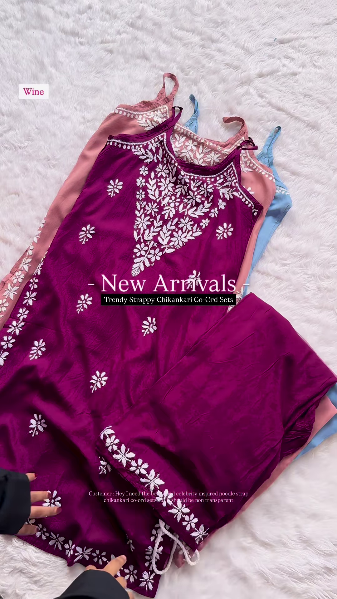 Maroon Strappy Chikankari Co-Ord Set – Elegant & Trendy - Image 3