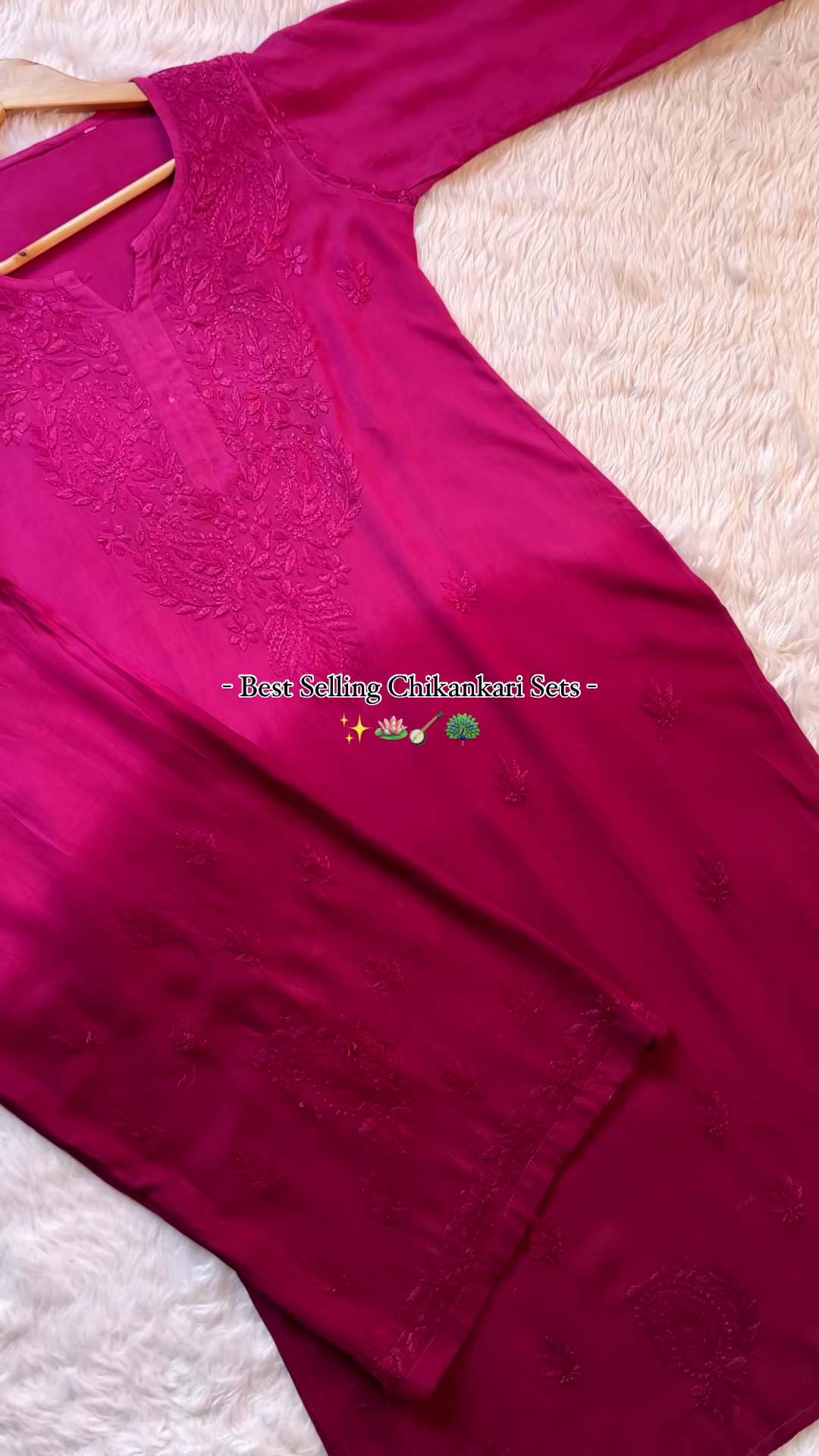 Ruby Red Chikankari Kurta Set – Timeless Elegance - Image 3