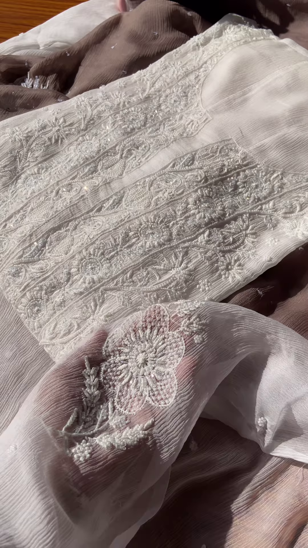 Elegant Brown Embroidered Chikankari Suit - Image 2