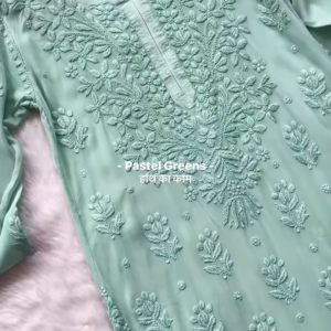 Pastel Green Handcrafted Chikankari Kurta Set – Subtle Elegance