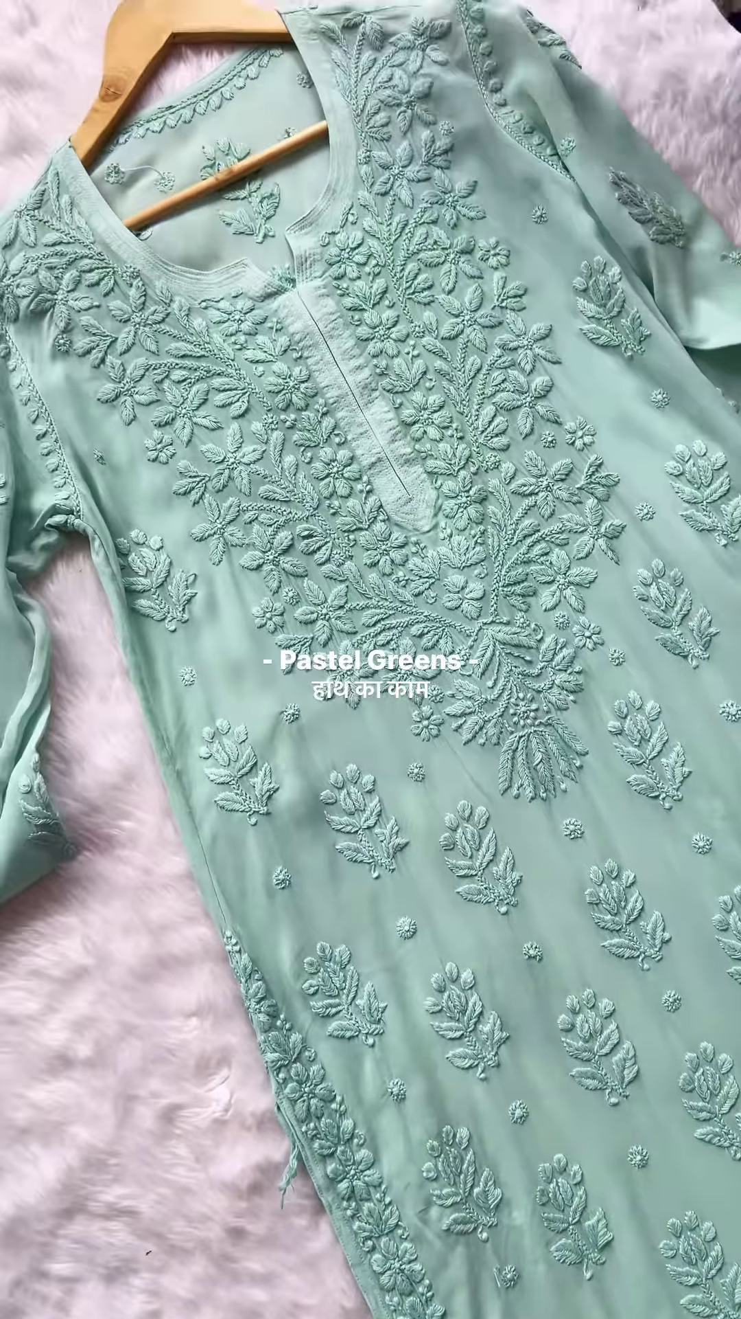 Pastel Green Handcrafted Chikankari Kurta Set – Subtle Elegance