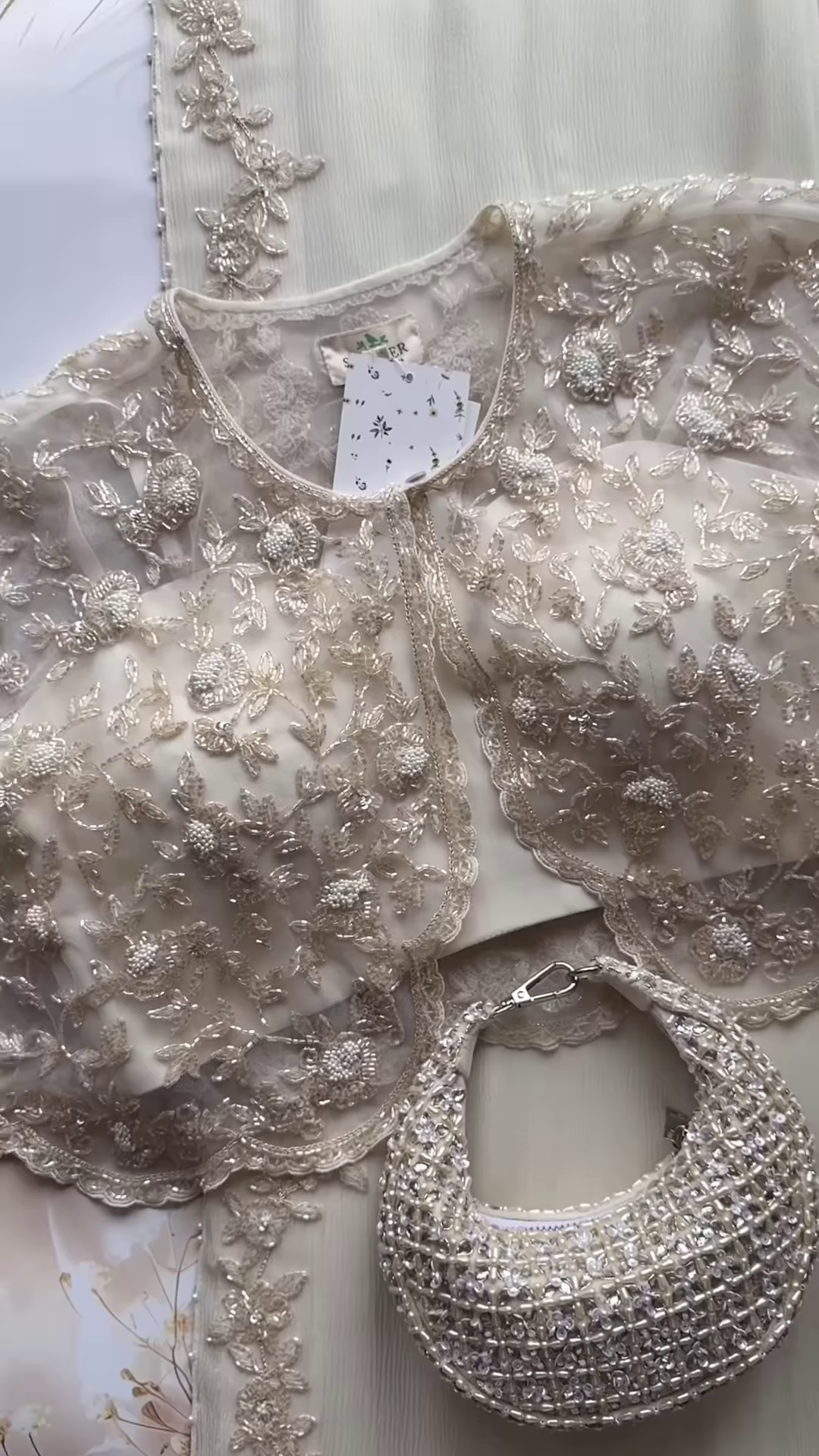 Ivory Embroidered Cape Jacket with Matching Dress