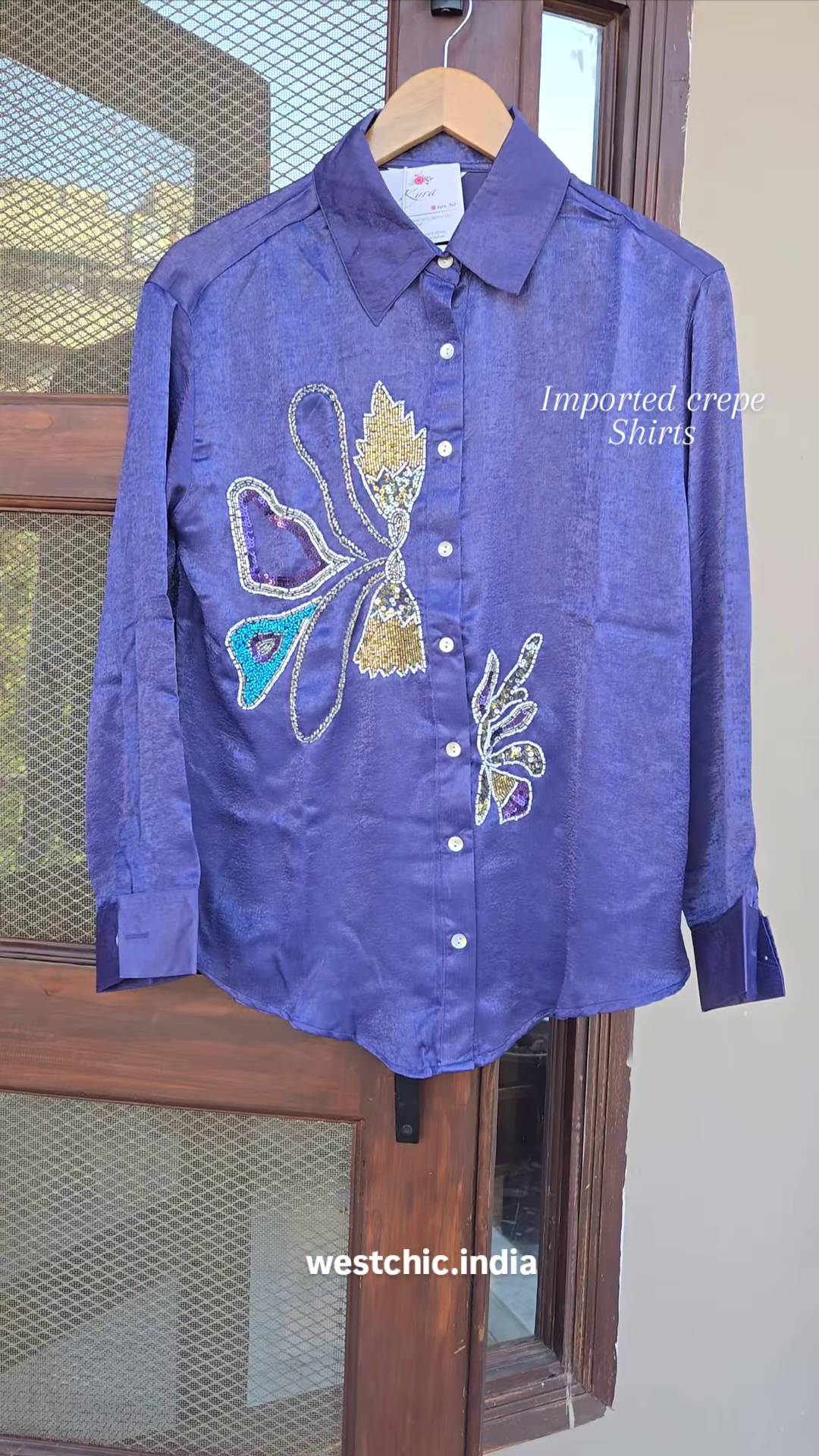 Luxury Embellished Imported Crepe Shirt – Effortless Glamour - Image 2