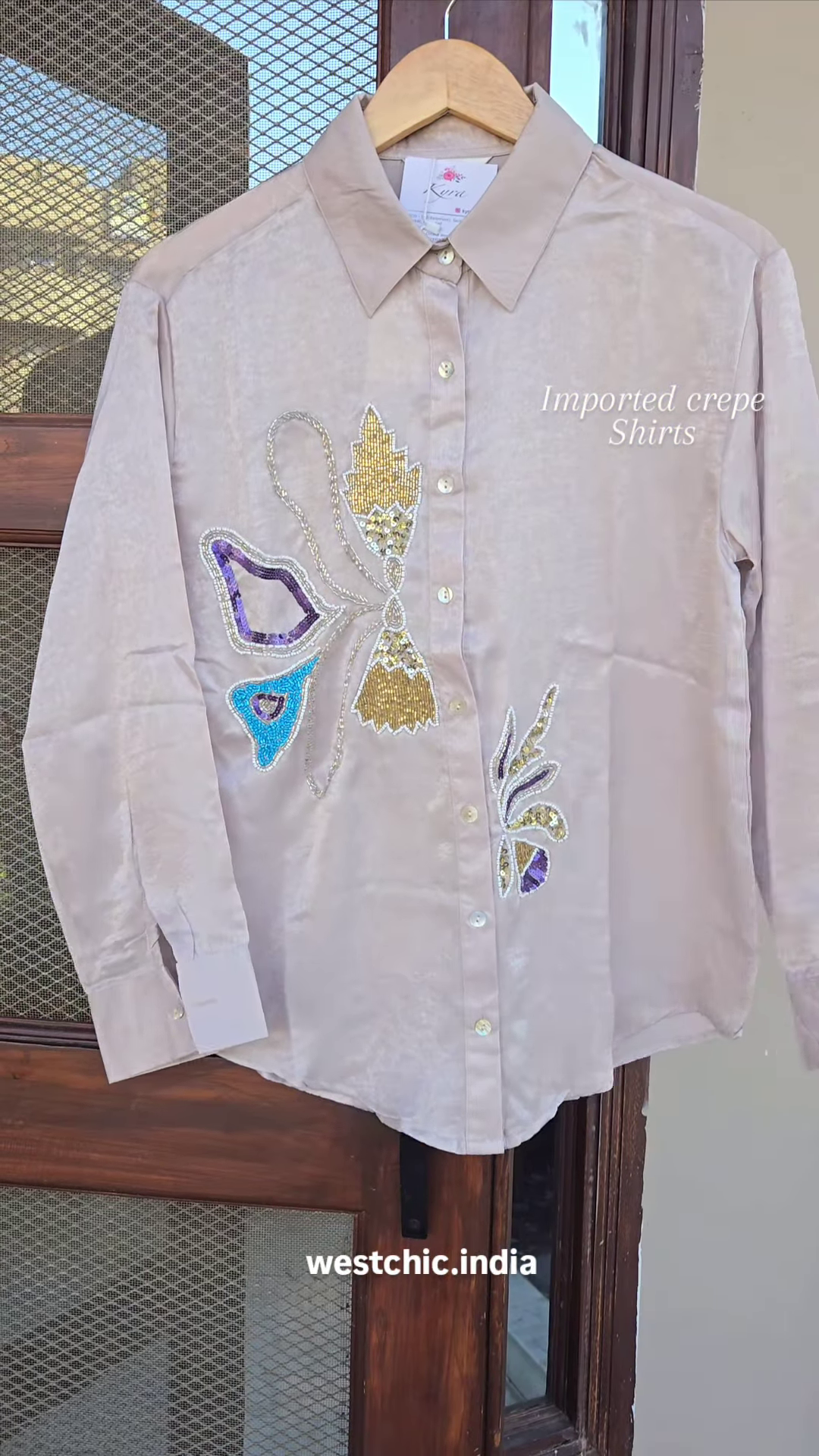 Luxury Embellished Imported Crepe Shirt – Effortless Glamour