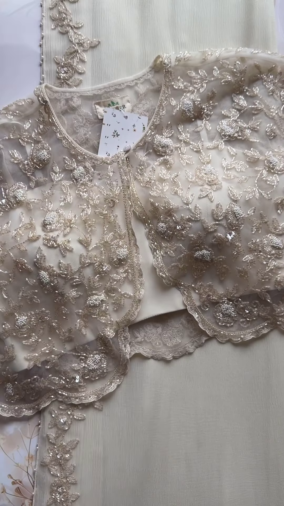 Ivory Embroidered Cape Jacket with Matching Dress - Image 2