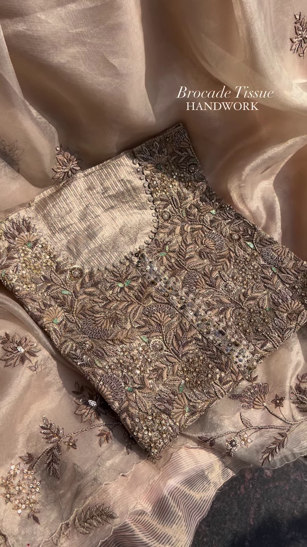 Brocade Tissue Handcrafted Ensemble – Regal Elegance - Image 2