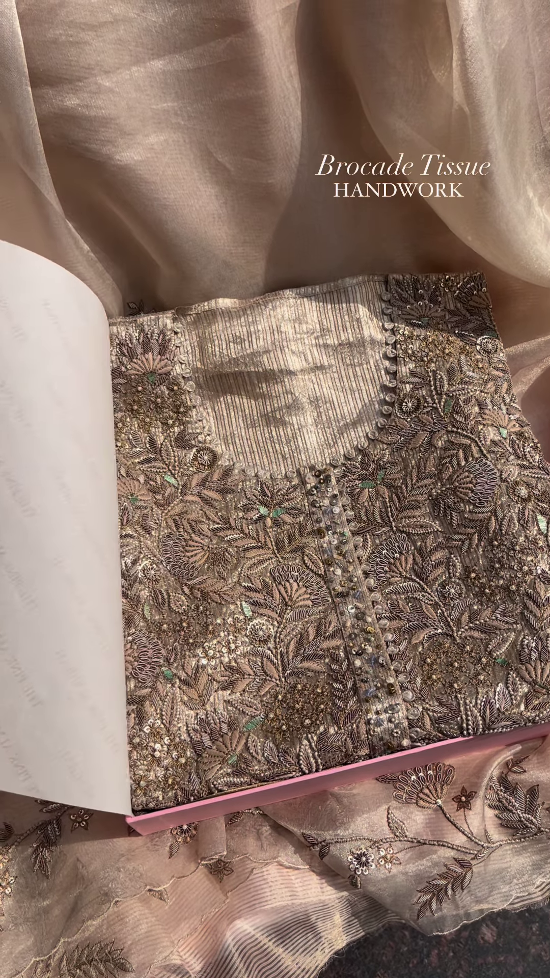 Brocade Tissue Handcrafted Ensemble – Regal Elegance