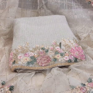 Elegant Hand-Embroidered Designer Suit with Net Dupatta