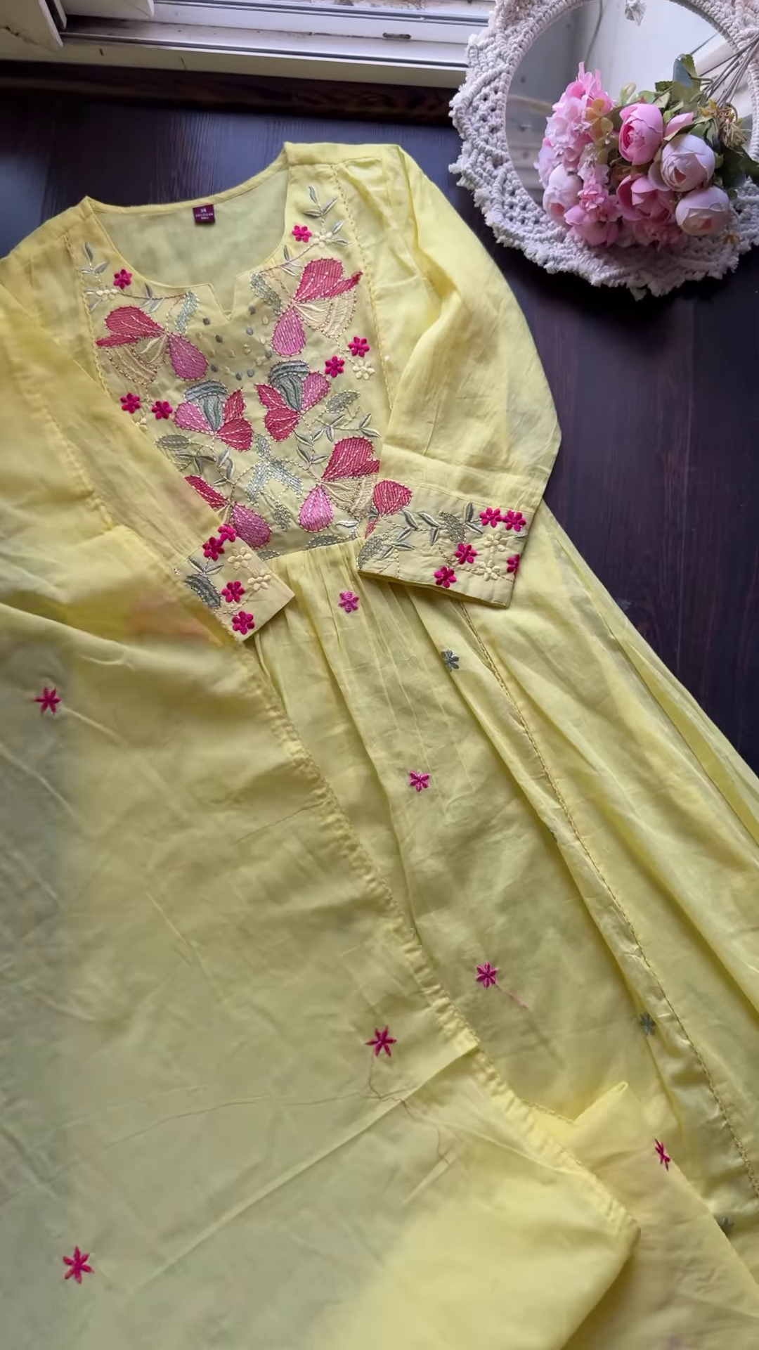 Sunlit Bloom Embroidered Cotton Kurta Set