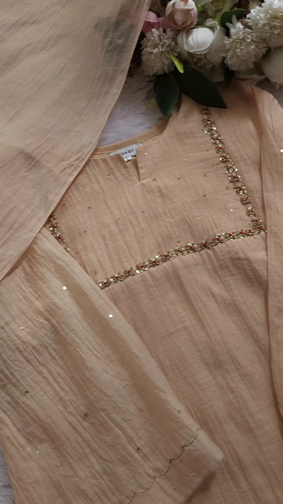 Elegant Embroidered Pleated Kurta Set