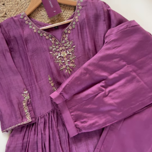 Majestic Purple Embroidered Kurta Set with Dupatta