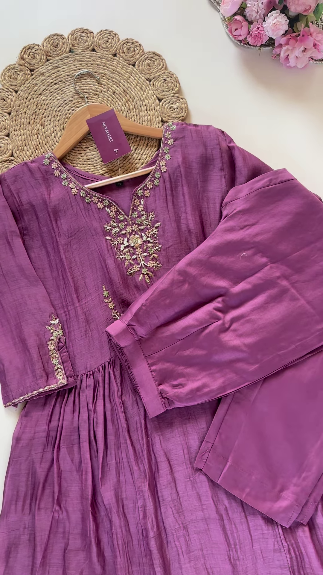 Majestic Purple Embroidered Kurta Set with Dupatta