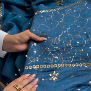 Royal Blue Mirror Work Anarkali Kurta