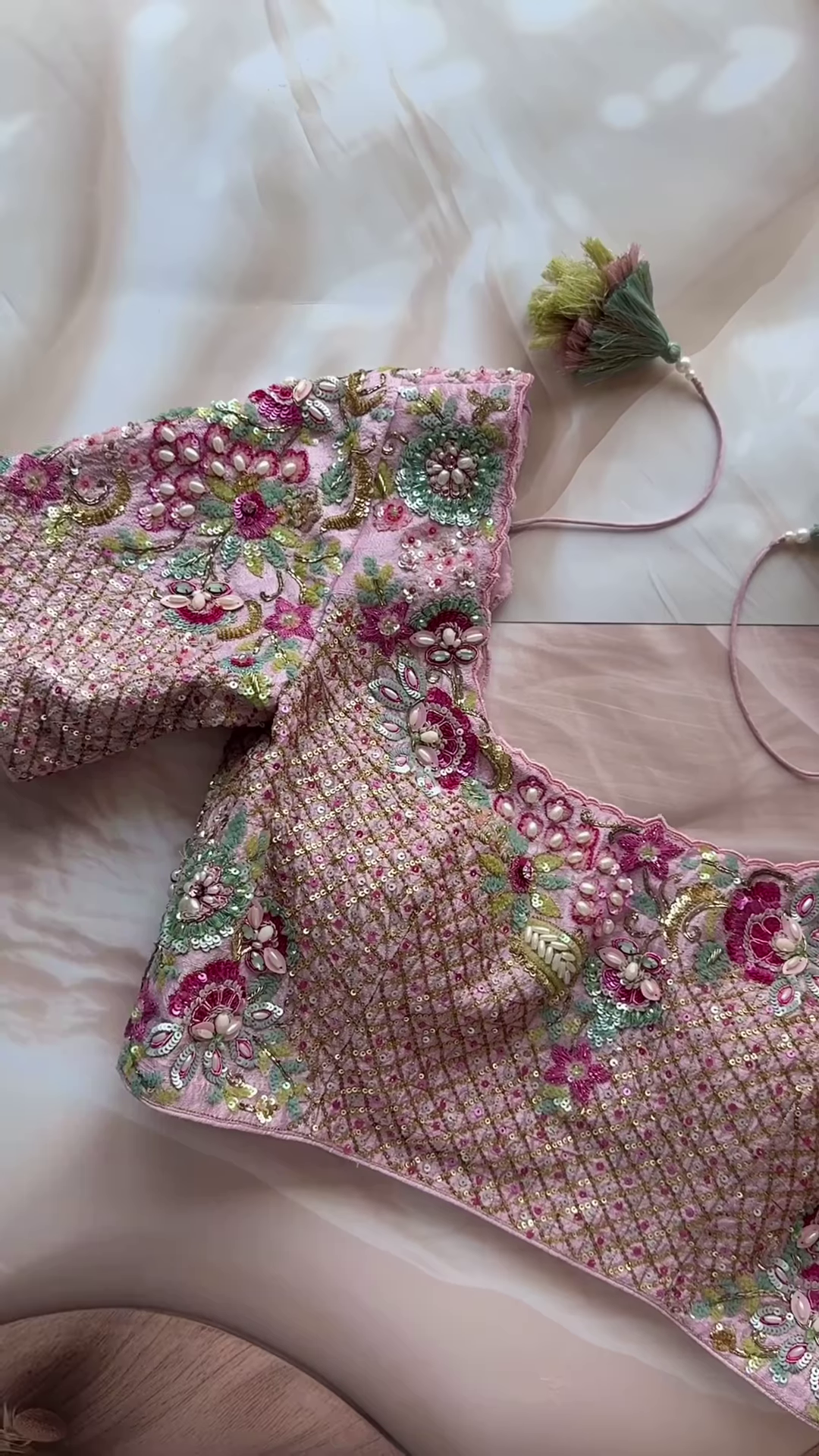 Aqua Blue Heavy Embroidered Net Dupatta - Image 2