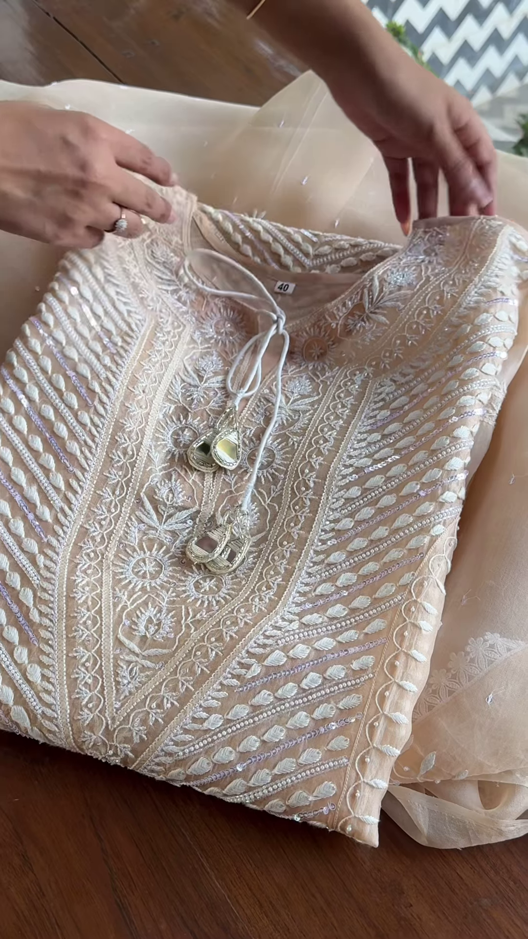 Elegant Chikankari Embroidered Kurta Set – Nude Beige