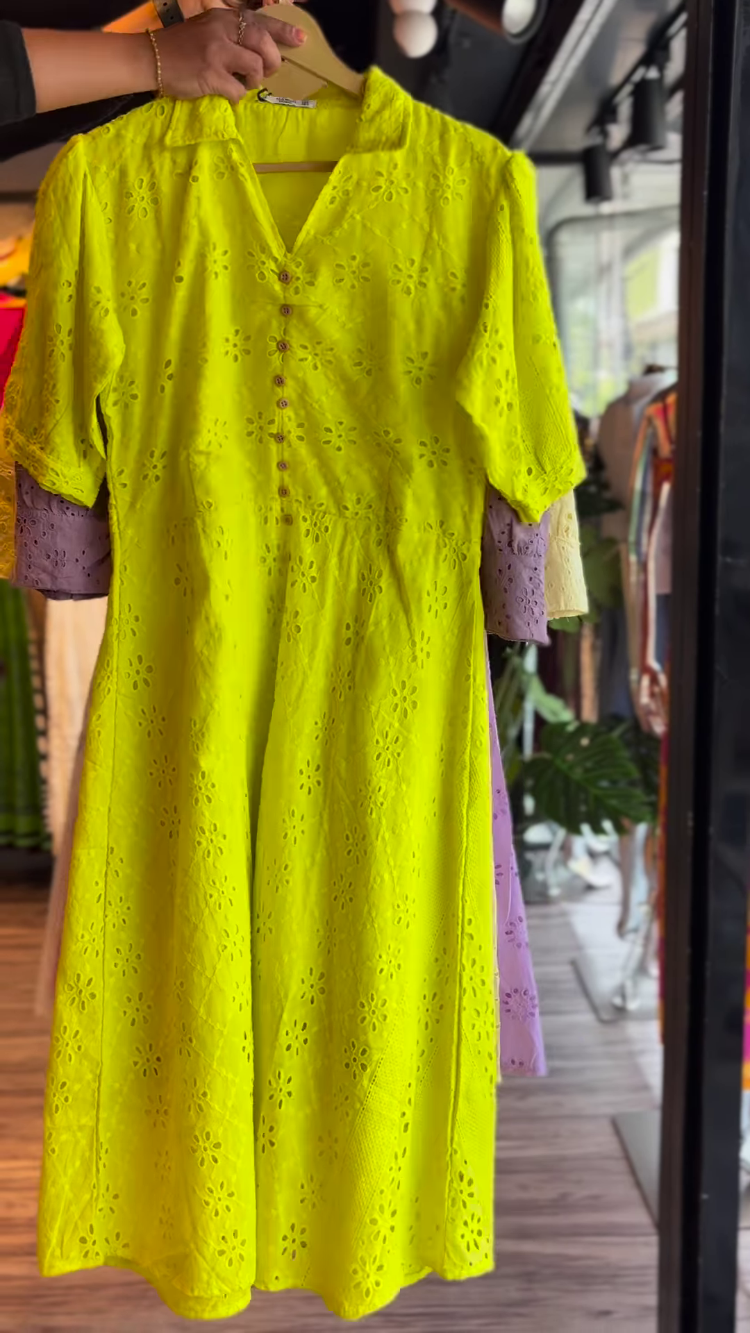 Sunshine Yellow Embroidered Cotton Midi Dress - Image 3