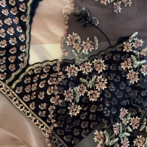 Midnight Bloom Embroidered Lehenga Set