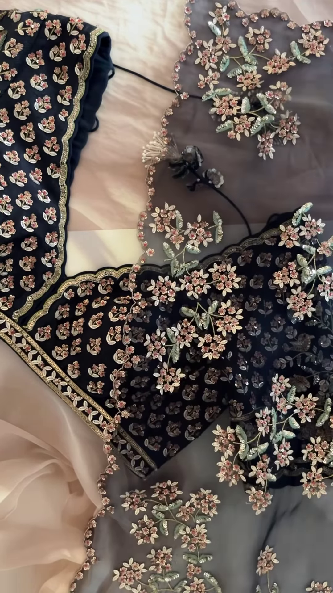 Midnight Bloom Embroidered Lehenga Set