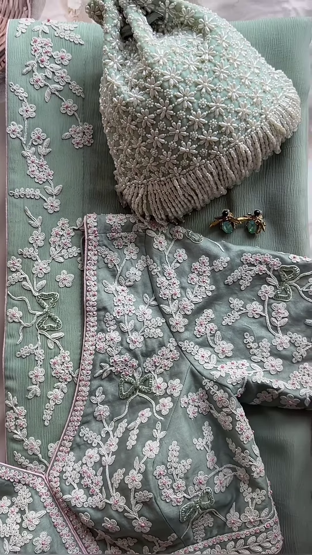 Mint Elegance Embroidered Suit Set - Image 2