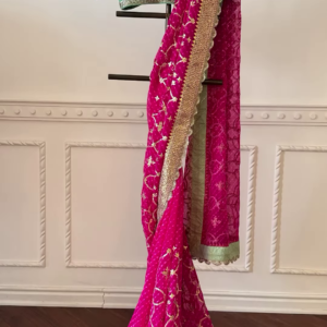 Regal Pink & Green Hand-Embroidered Lehenga Set