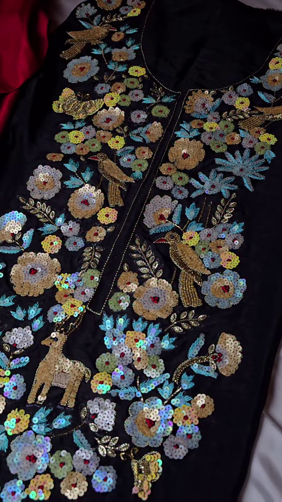 Black Hand-Embroidered Sequin Jacket Kurta