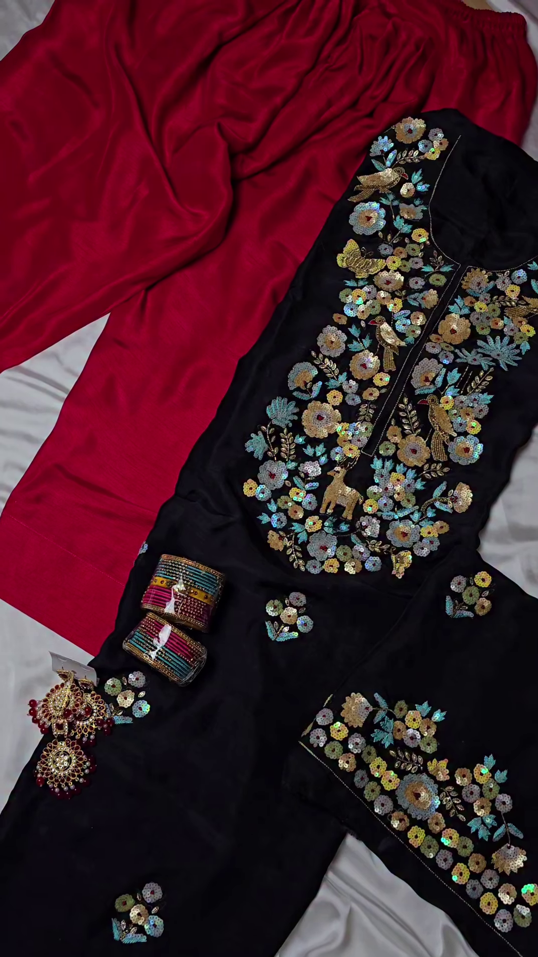 Black Hand-Embroidered Sequin Jacket Kurta - Image 2