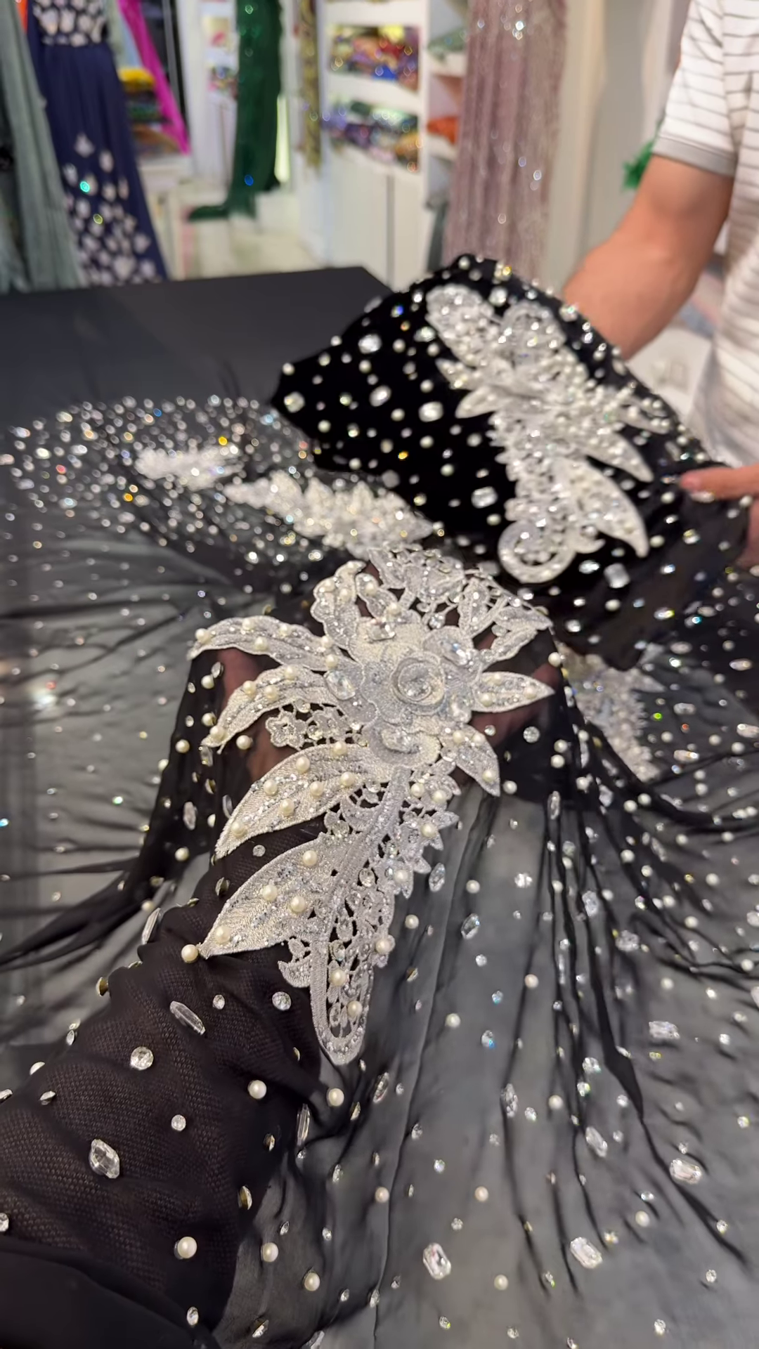 Midnight Elegance Black Embellished Saree - Image 2