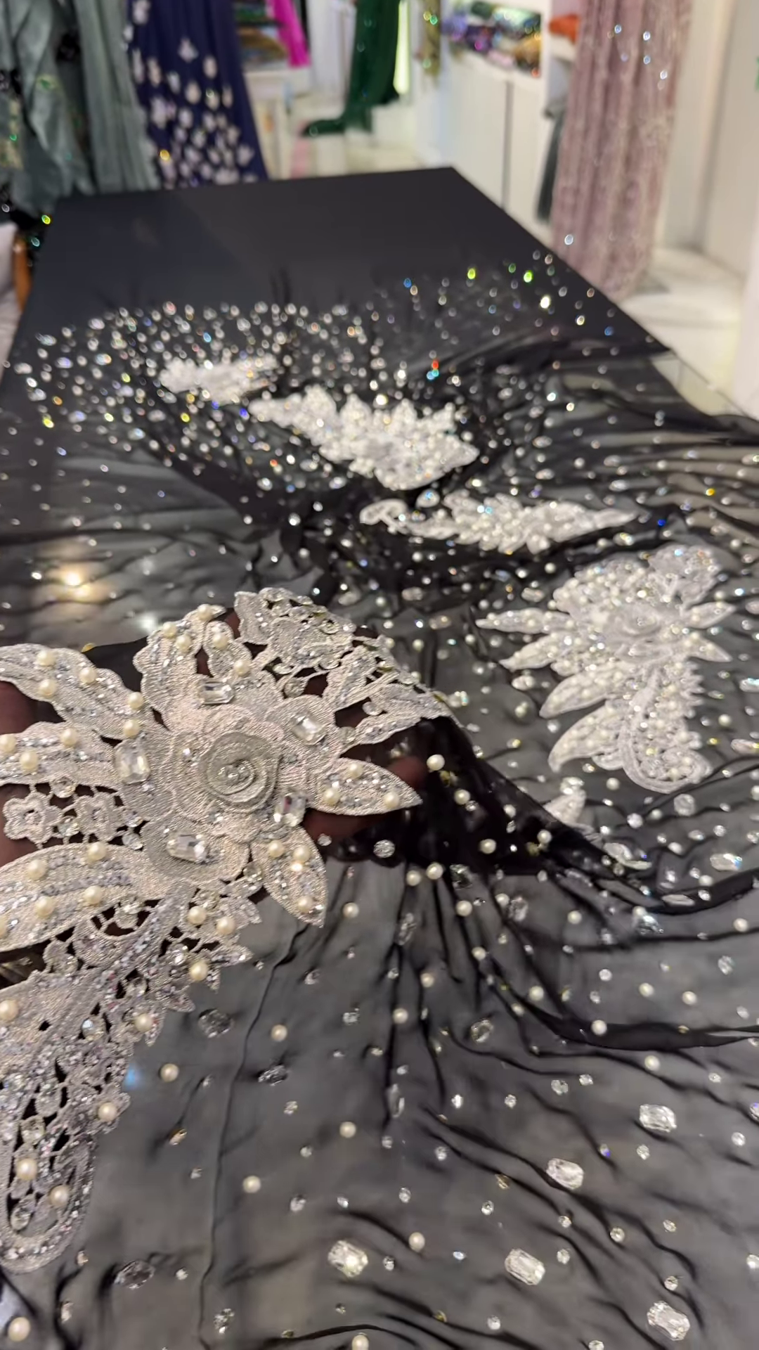 Midnight Elegance Black Embellished Saree - Image 3