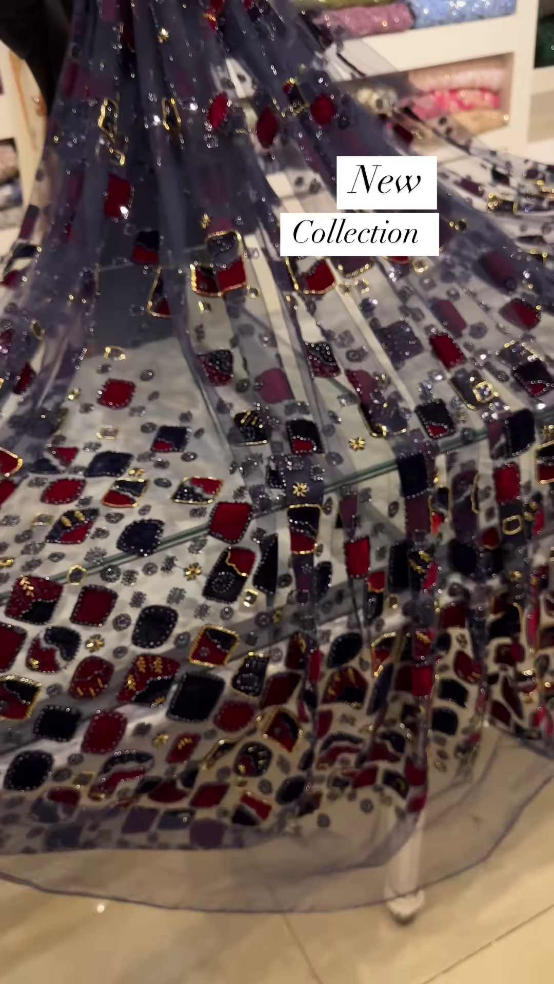 Midnight Mosaic Navy Blue Embellished Saree - Image 2