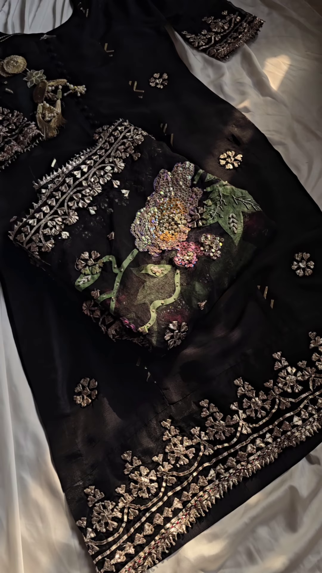 Midnight Bloom Black Embroidered Ensemble