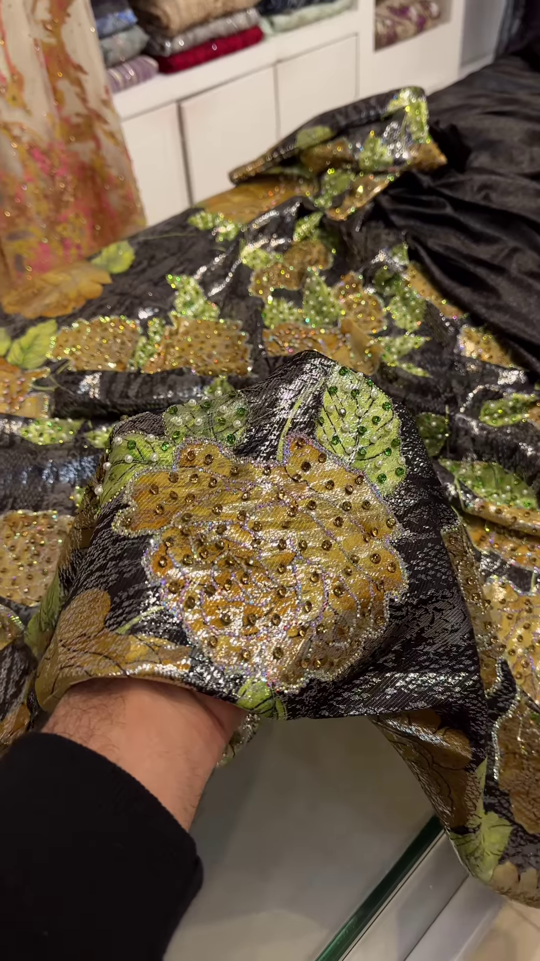 Golden Bloom Luxe Jacquard Fabric - Image 2