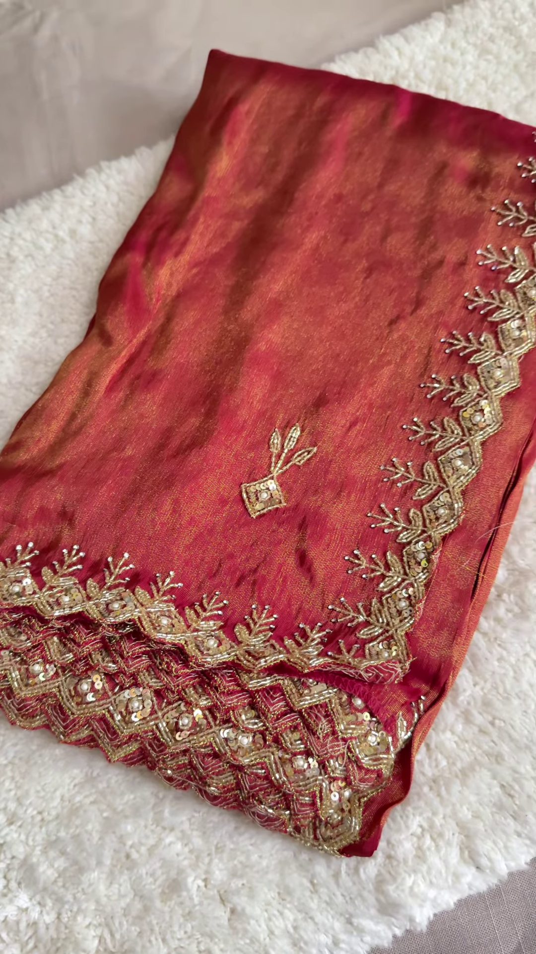 Royal Red Silk Suit with Heavy Embroidery - Image 2