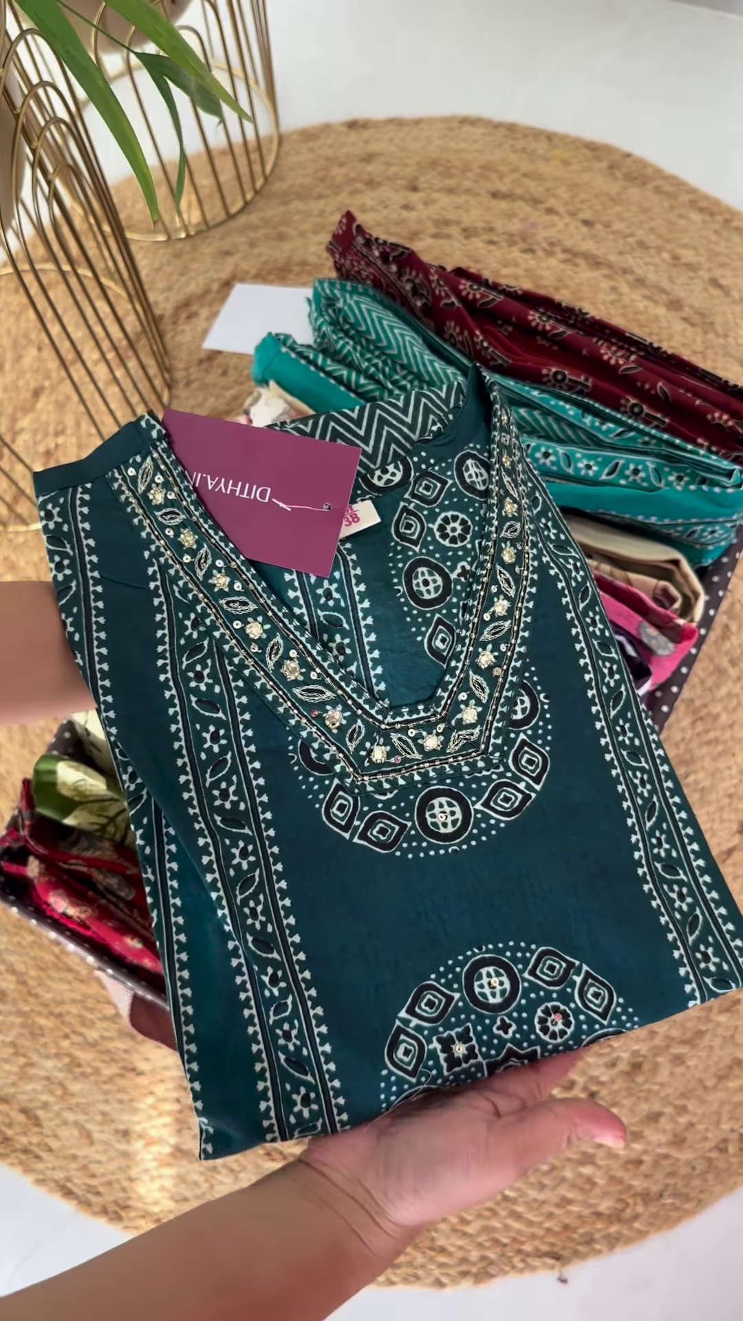 Elegant Purple Hand-Block Printed Cotton Kurta - Image 2