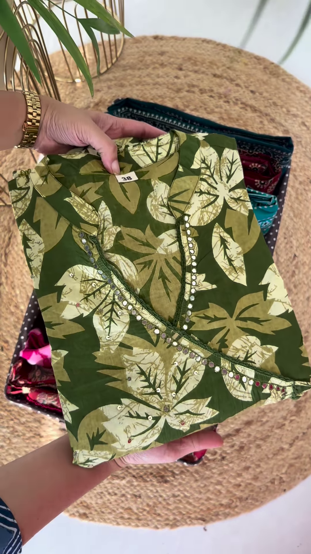 Elegant Purple Hand-Block Printed Cotton Kurta - Image 5