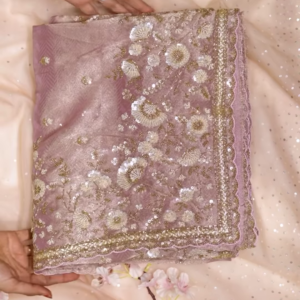 Luxe Bloom Hand-Embroidered Net Dupatta