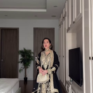 Noir Majesty Hand-Embroidered Anarkali Set