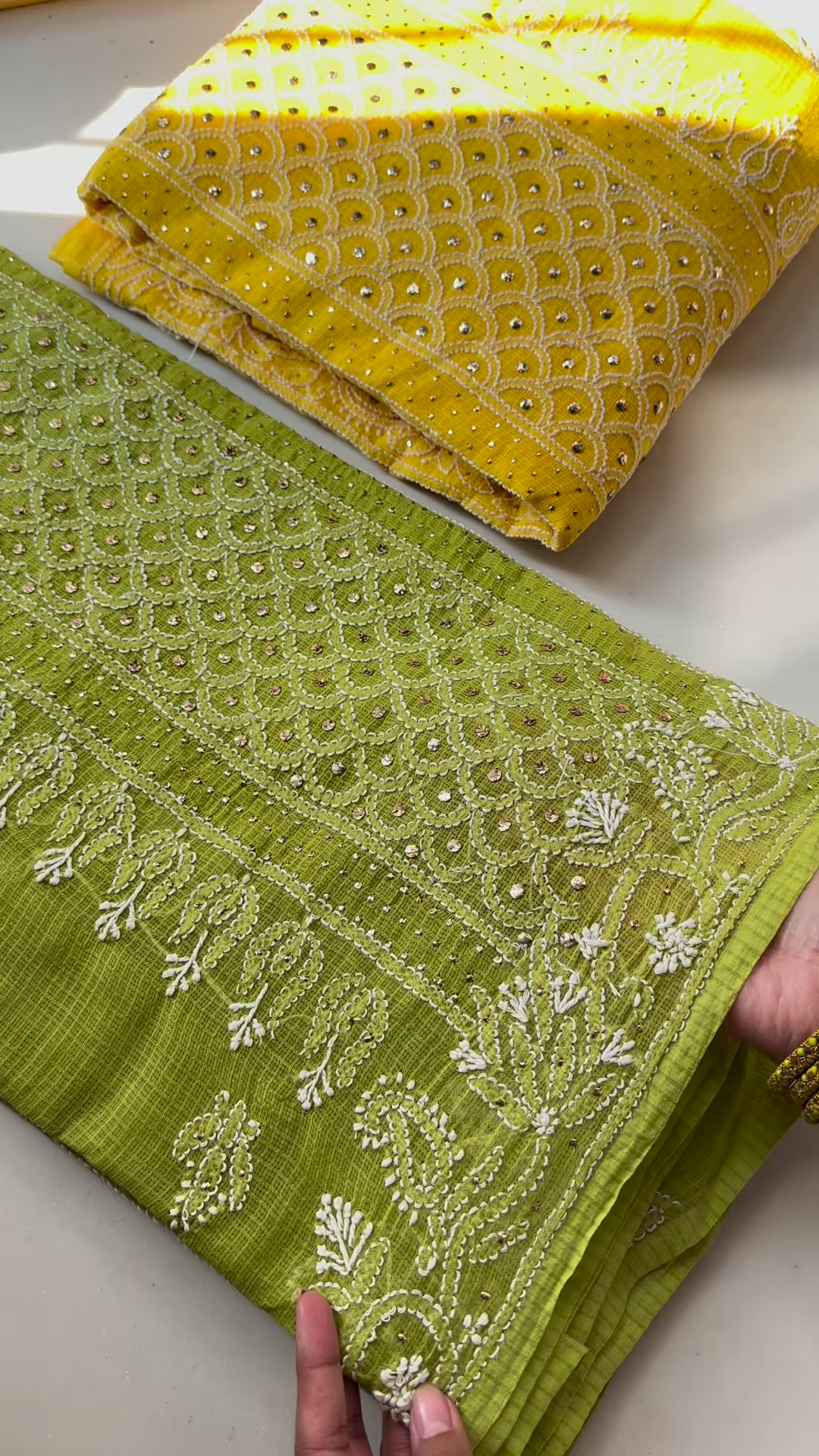 Sunshine Elegance Chikankari Embroidered Fabric - Image 2