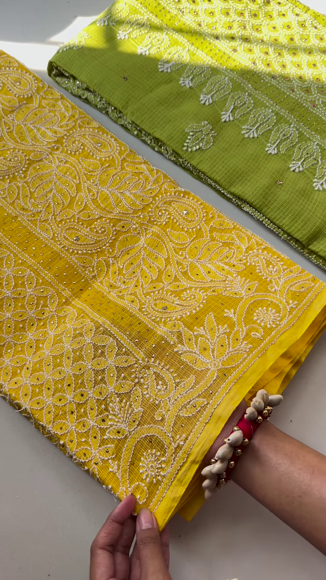 Sunshine Elegance Chikankari Embroidered Fabric - Image 3