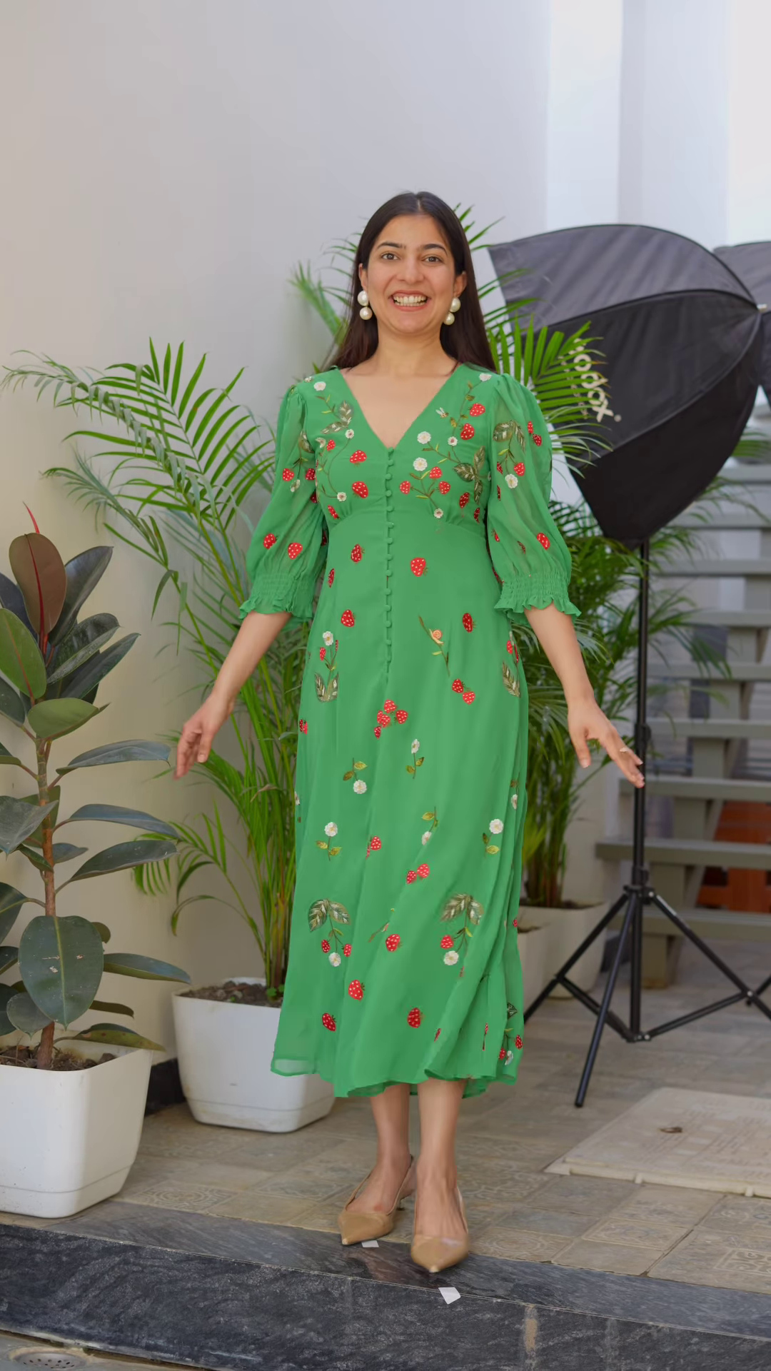 Tropical Bliss Pineapple Embroidered Halter Dress - Image 4