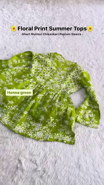 Floral Print Summer Tops – Mulmul Chikankari Peplum Gowns