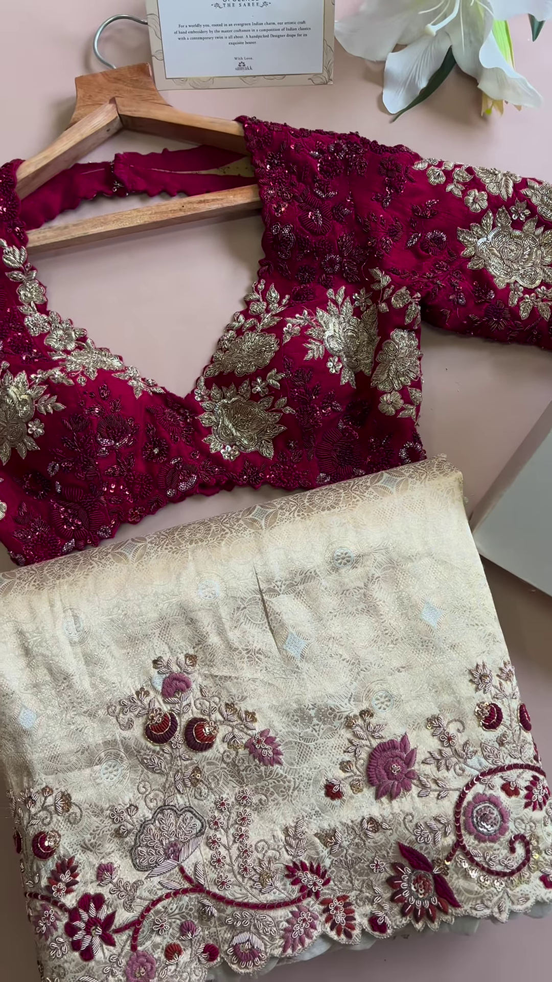 Maroon & Gold Embroidered Lehenga Set