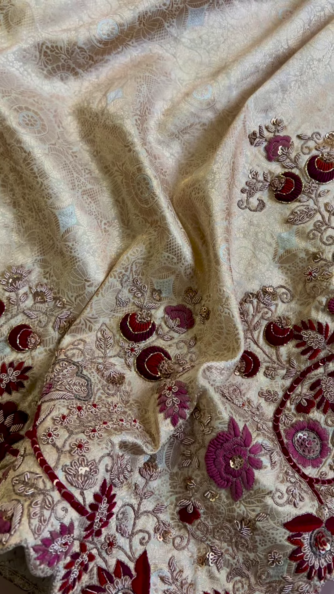 Maroon & Gold Embroidered Lehenga Set - Image 3