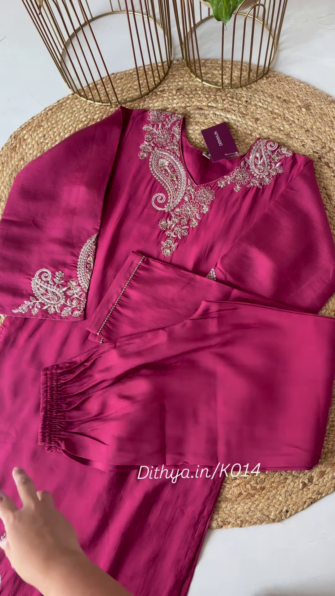 Elegant Wine Embroidered Kurta Set