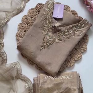 Opulent Gold Embroidered Chanderi Suit Set